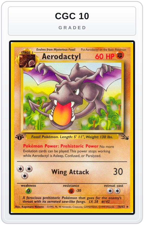 Graded - Aerodactyl (16) — CGC 10 graded overlay