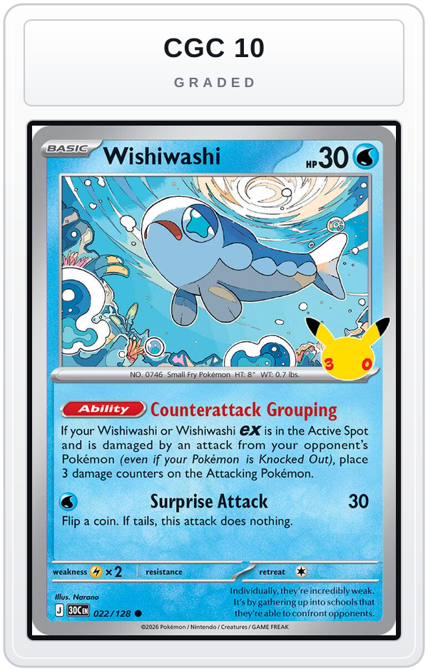 Graded - Wishiwashi — CGC 10 graded overlay