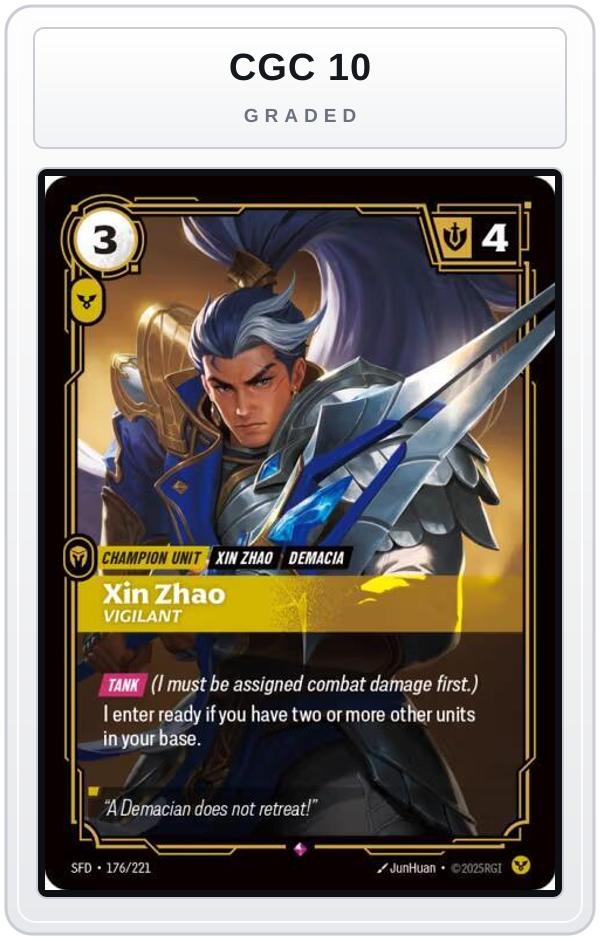 Graded - Xin Zhao - Vigilant — CGC 10 graded overlay
