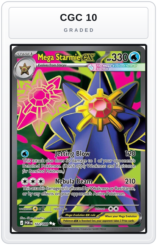 Graded - Mega Starmie ex - 102/088 — CGC 10 graded overlay