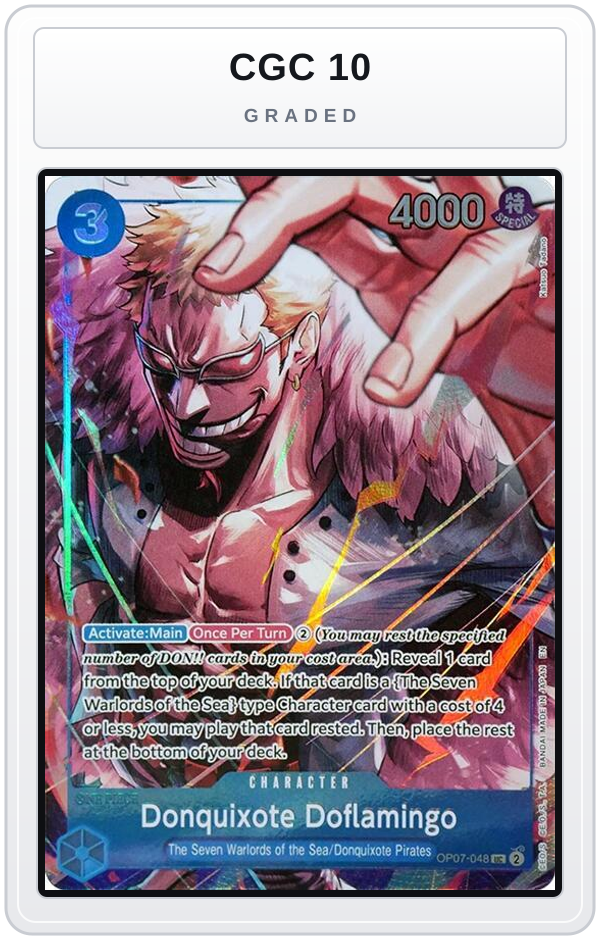 Graded - Donquixote Doflamingo (Seven Warlords of the Sea Binder Set) — CGC 10 graded overlay