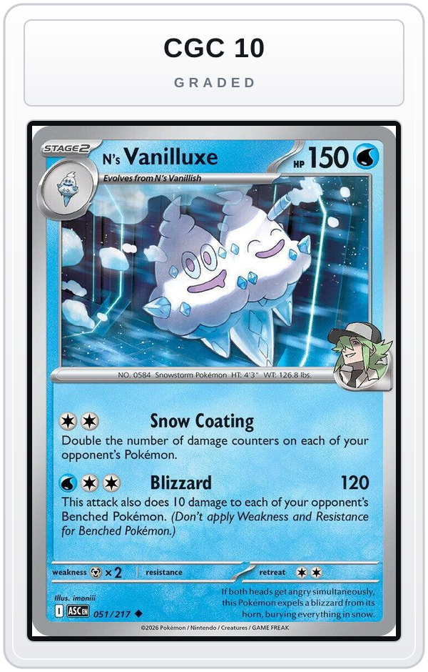 Graded - N's Vanilluxe — CGC 10 graded overlay