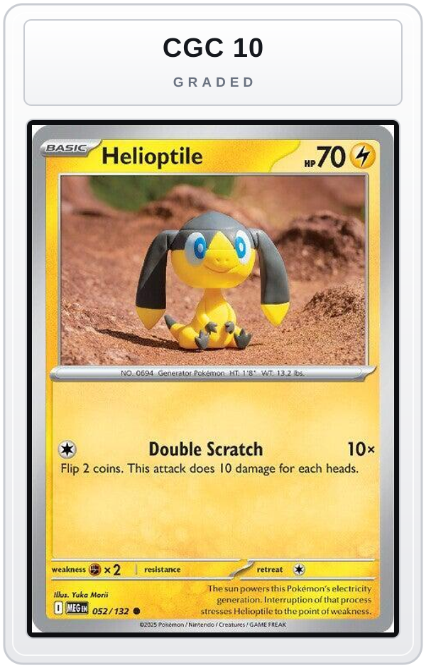 Graded - Helioptile - 052/132 — CGC 10 graded overlay