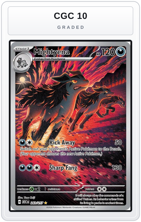 Graded - Mightyena - 243/217 — CGC 10 graded overlay