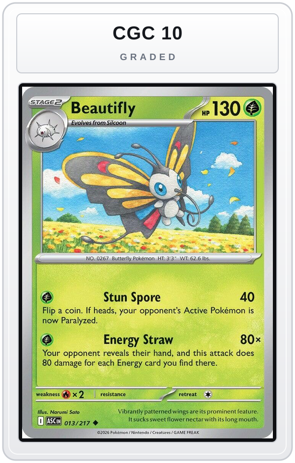 Graded - Beautifly - 013/217 — CGC 10 graded overlay