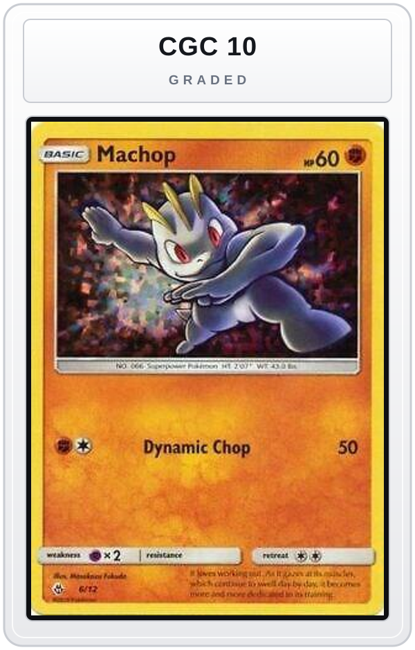 Graded - Machop - 6/12 — CGC 10 graded overlay