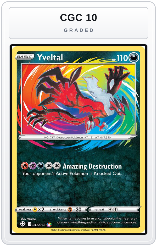 Graded - Yveltal — CGC 10 graded overlay