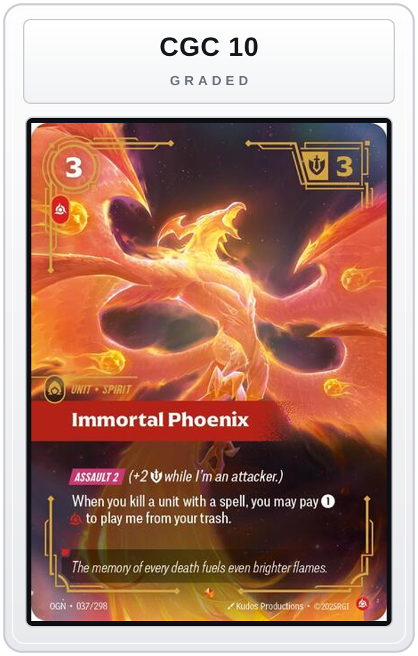 Graded - Immortal Phoenix — CGC 10 graded overlay
