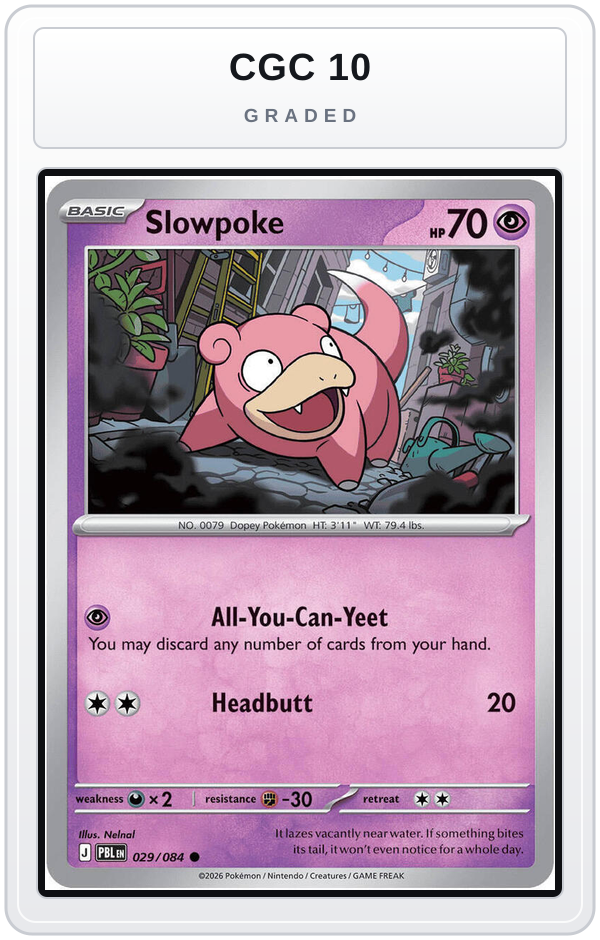 Graded - Slowpoke — CGC 10 graded overlay