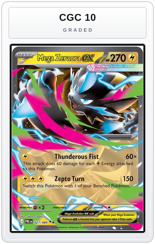 Graded - Mega Zeraora ex - 027/084 — CGC 10 graded overlay