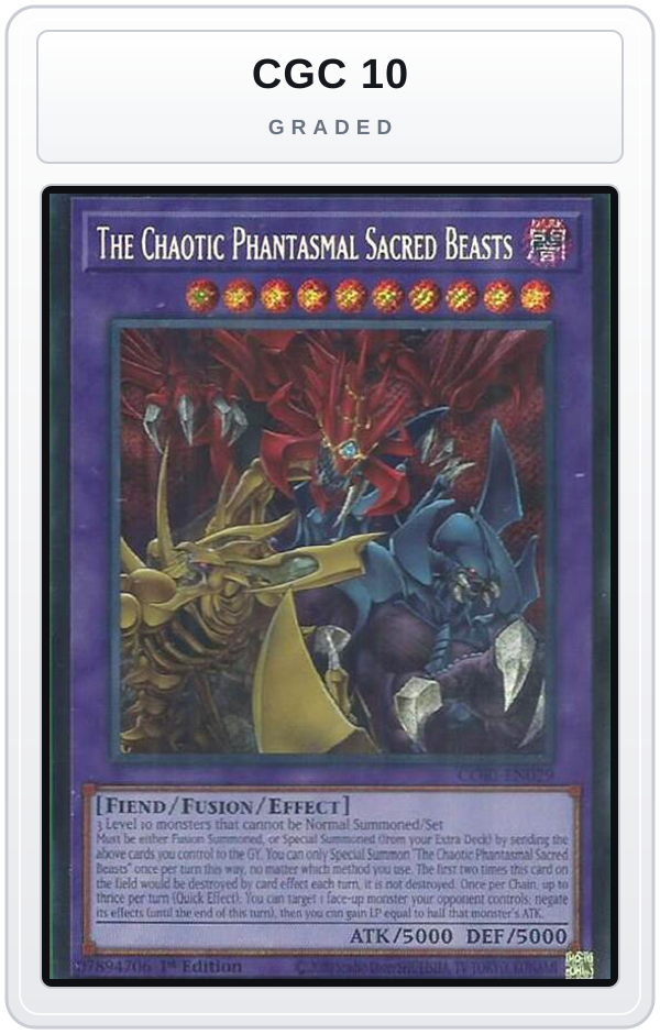 Graded - The Chaotic Phantasmal Sacred Beasts (Secret Rare) — CGC 10 graded overlay
