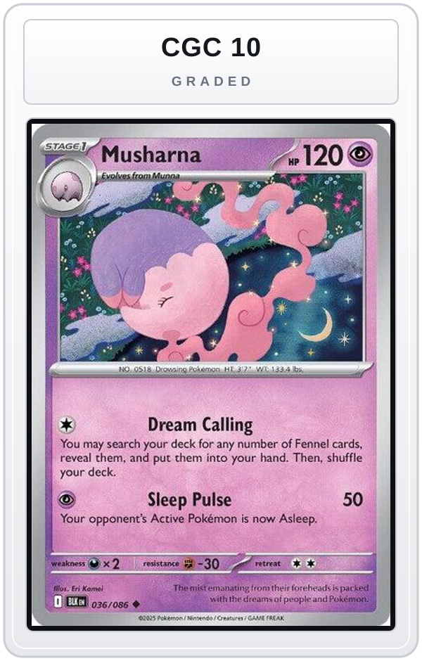 Graded - Musharna — CGC 10 graded overlay