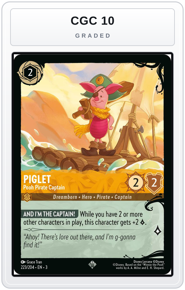 Graded - Piglet - Pooh Pirate Captain (223/204) — CGC 10 graded overlay