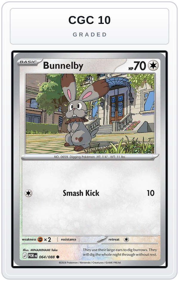 Graded - Bunnelby — CGC 10 graded overlay