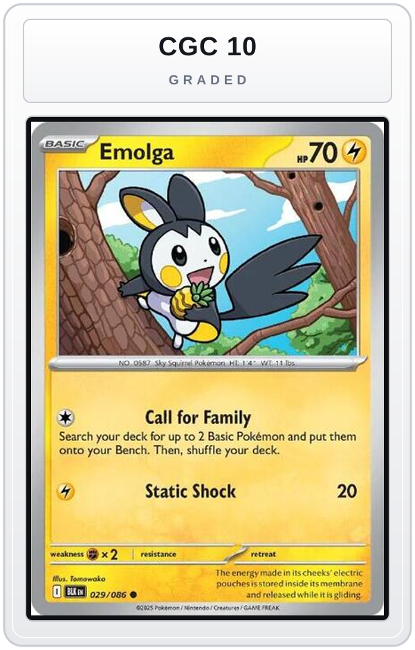 Graded - Emolga — CGC 10 graded overlay