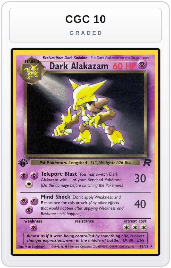 Graded - Dark Alakazam (18) — CGC 10 graded overlay