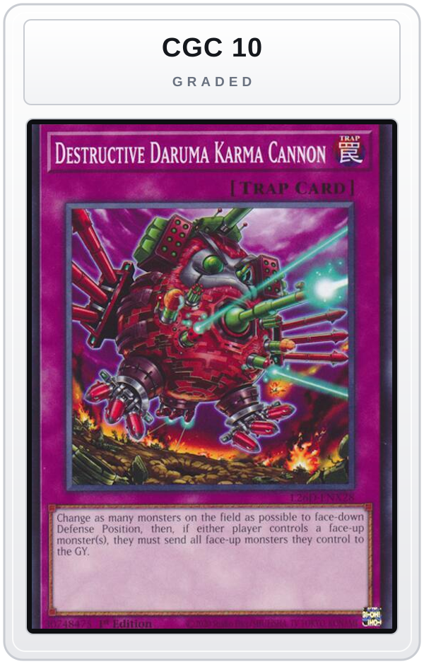 Graded - Destructive Daruma Karma Cannon — CGC 10 graded overlay