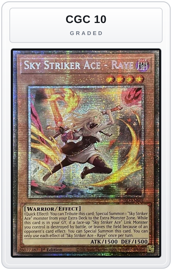 Graded - Sky Striker Ace - Raye (Alternate Art) (Starlight Rare) — CGC 10 graded overlay