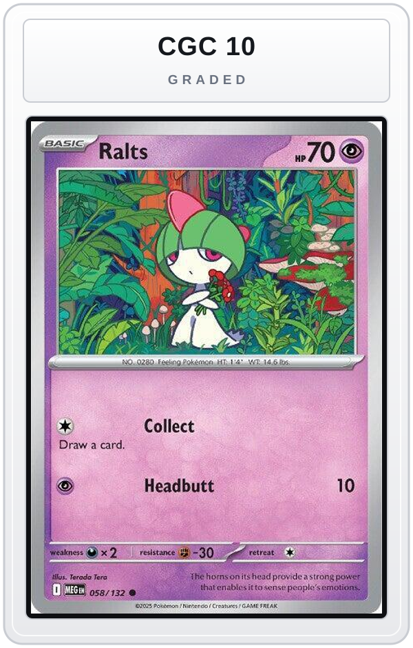 Graded - Ralts — CGC 10 graded overlay