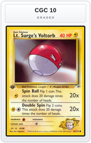 Graded - Lt. Surge's Voltorb — CGC 10 graded overlay