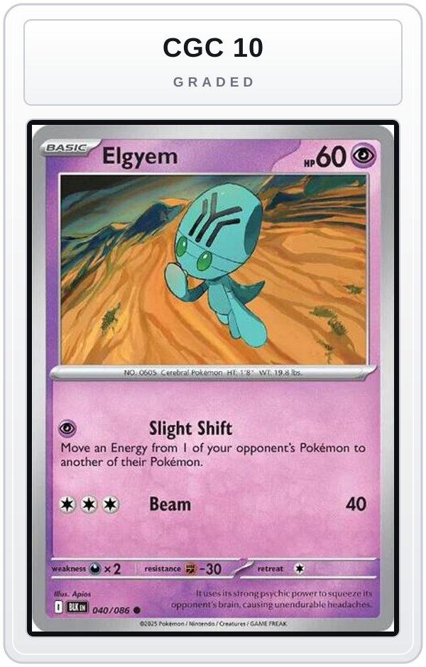 Graded - Elgyem — CGC 10 graded overlay
