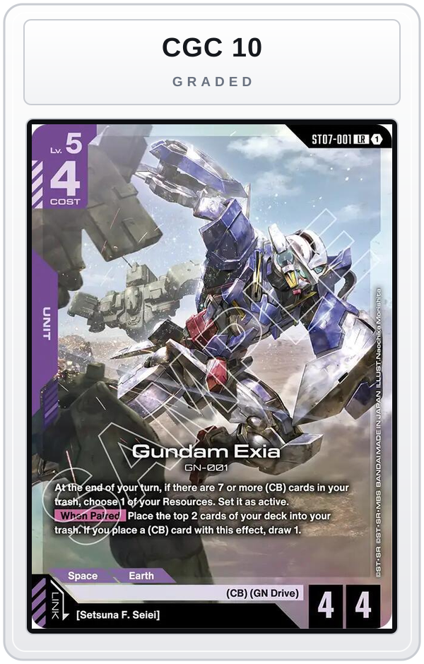 Graded - Gundam Exia (ST07-001) — CGC 10 graded overlay