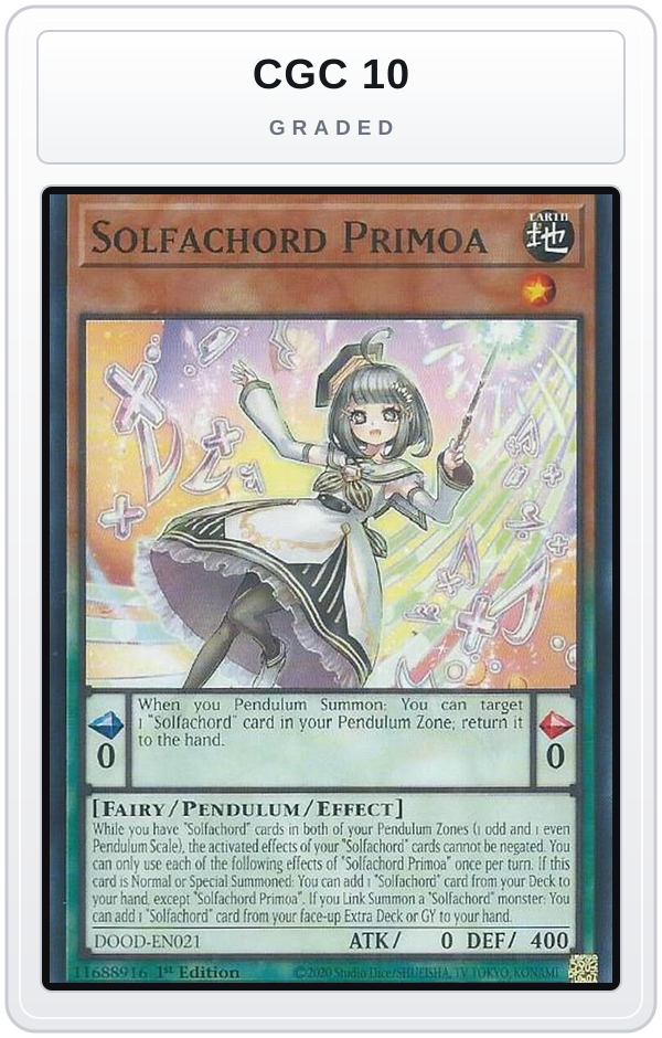 Graded - Solfachord Primoa — CGC 10 graded overlay