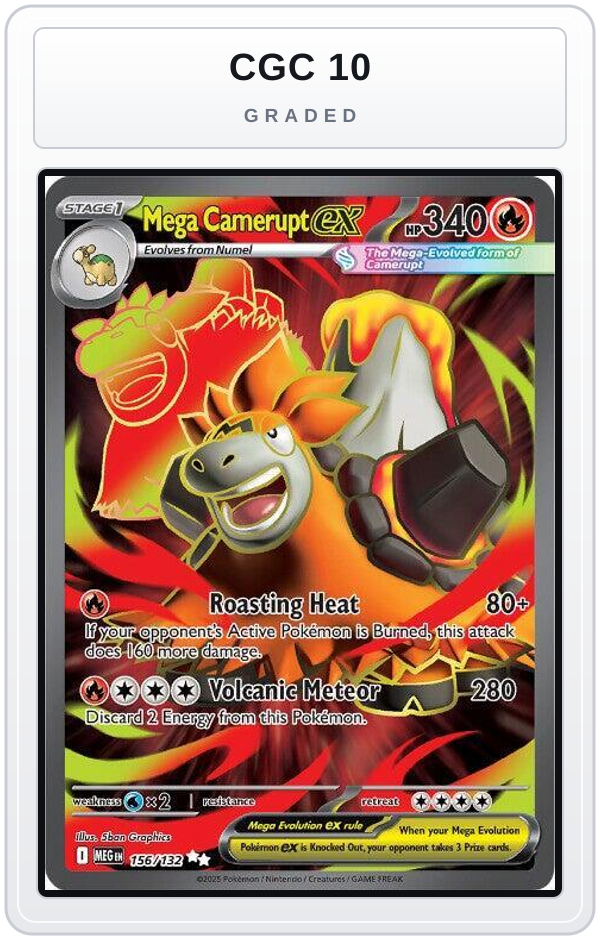 Graded - Mega Camerupt ex - 156/132 — CGC 10 graded overlay