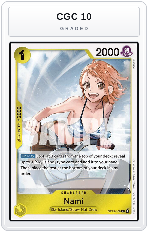 Graded - Nami (OP15-108) — CGC 10 graded overlay