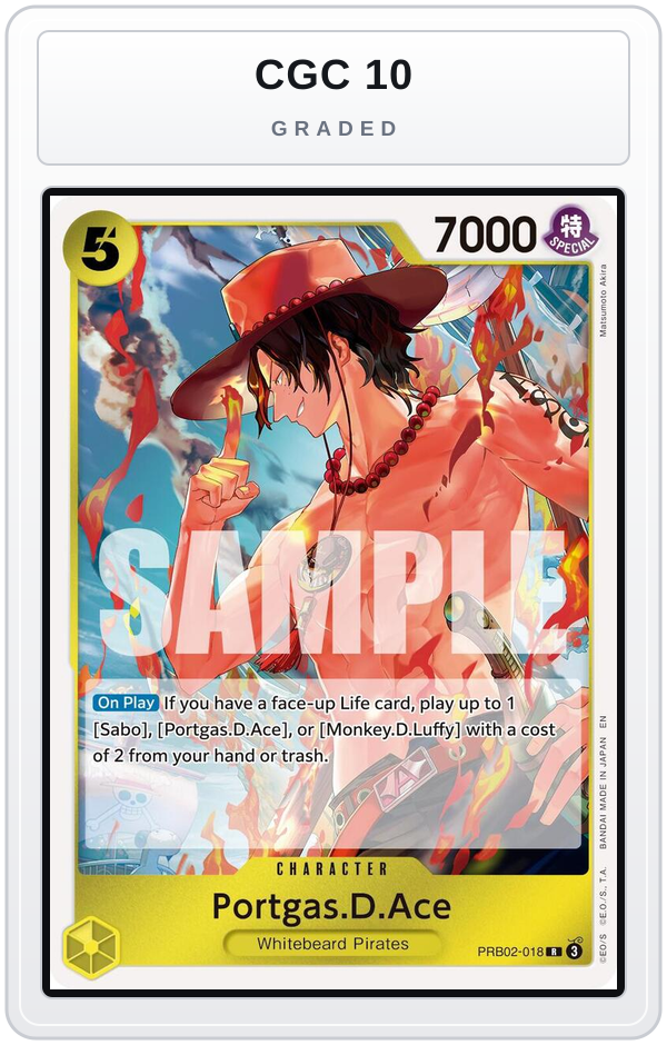 Graded - Portgas.D.Ace - PRB02-018 — CGC 10 graded overlay