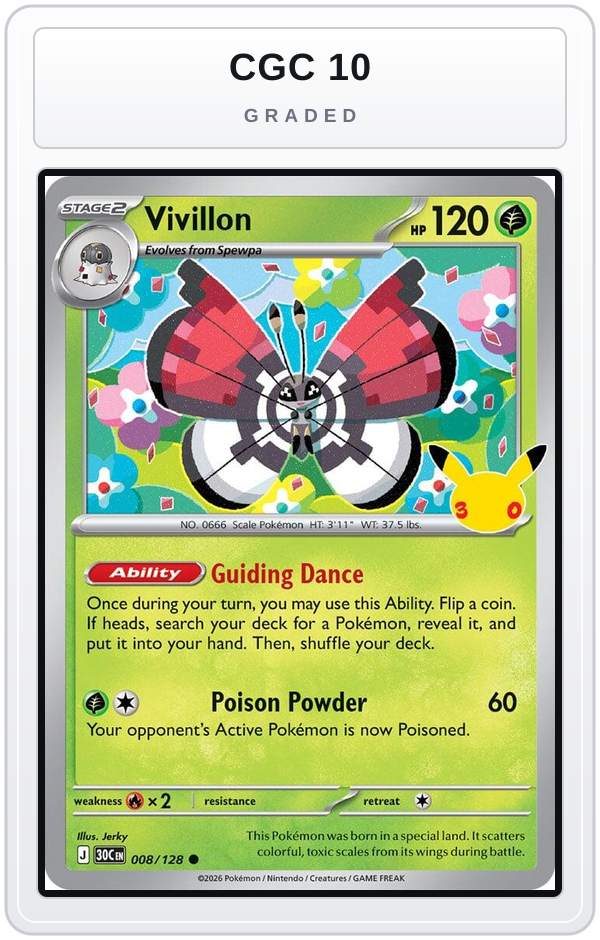 Graded - Vivillon — CGC 10 graded overlay