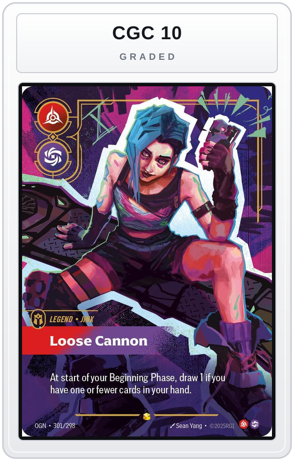 Graded - Jinx, Loose Cannon (Overnumbered) — CGC 10 graded overlay