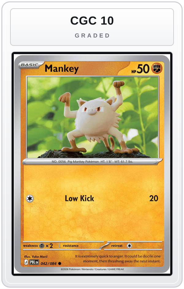 Graded - Mankey — CGC 10 graded overlay