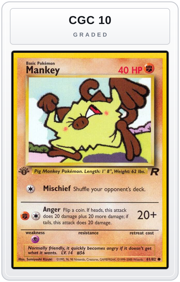 Graded - Mankey — CGC 10 graded overlay