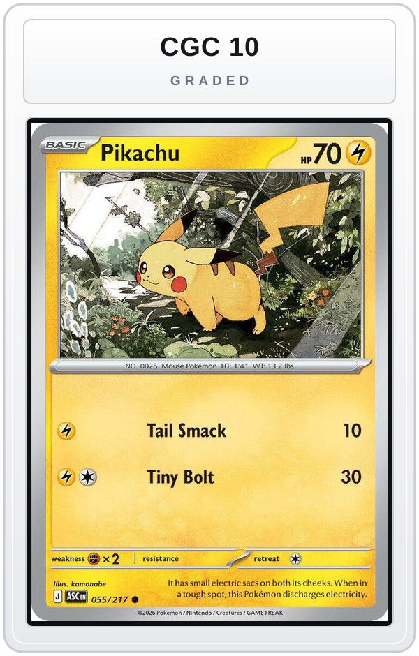 Graded - Pikachu — CGC 10 graded overlay