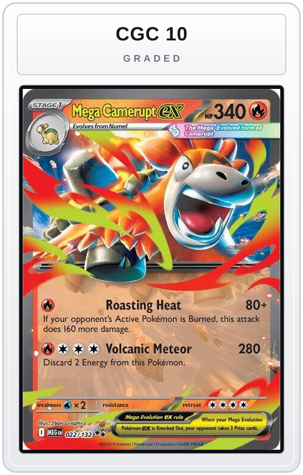 Graded - Mega Camerupt ex - 022/132 — CGC 10 graded overlay
