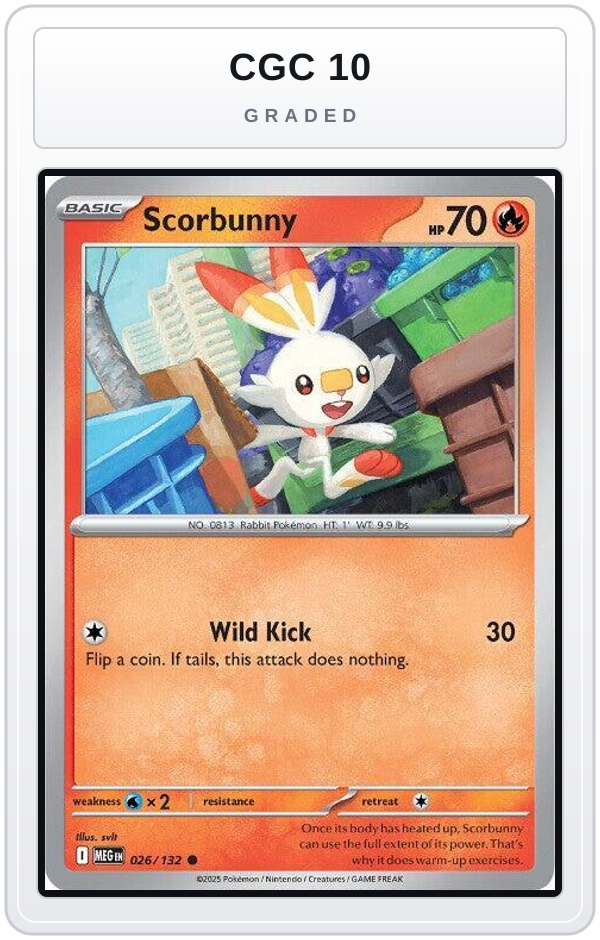 Graded - Scorbunny — CGC 10 graded overlay
