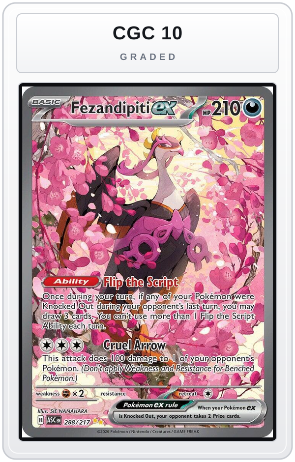 Graded - Fezandipiti ex - 288/217 — CGC 10 graded overlay