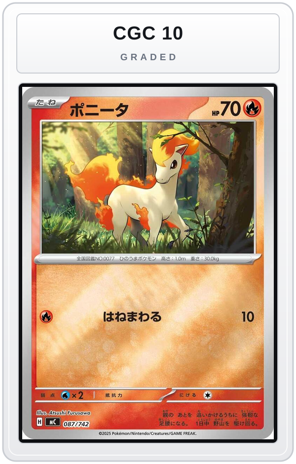 Graded - Ponyta - 087/742 — CGC 10 graded overlay