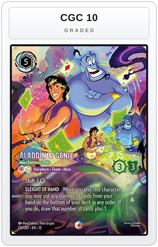 Graded - Aladdin & Genie - Mischievous Pals (Enchanted) — CGC 10 graded overlay