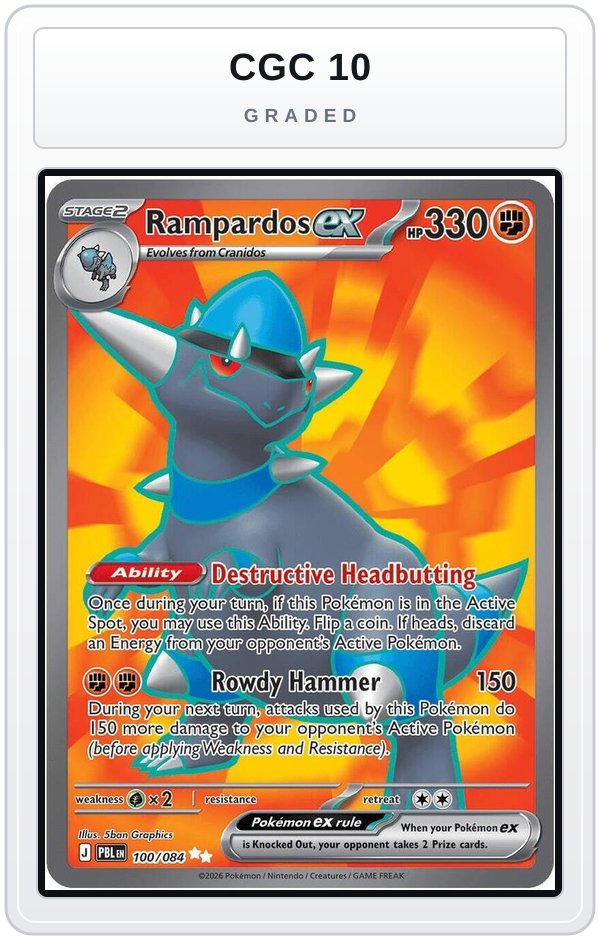 Graded - Rampardos ex - 100/084 — CGC 10 graded overlay