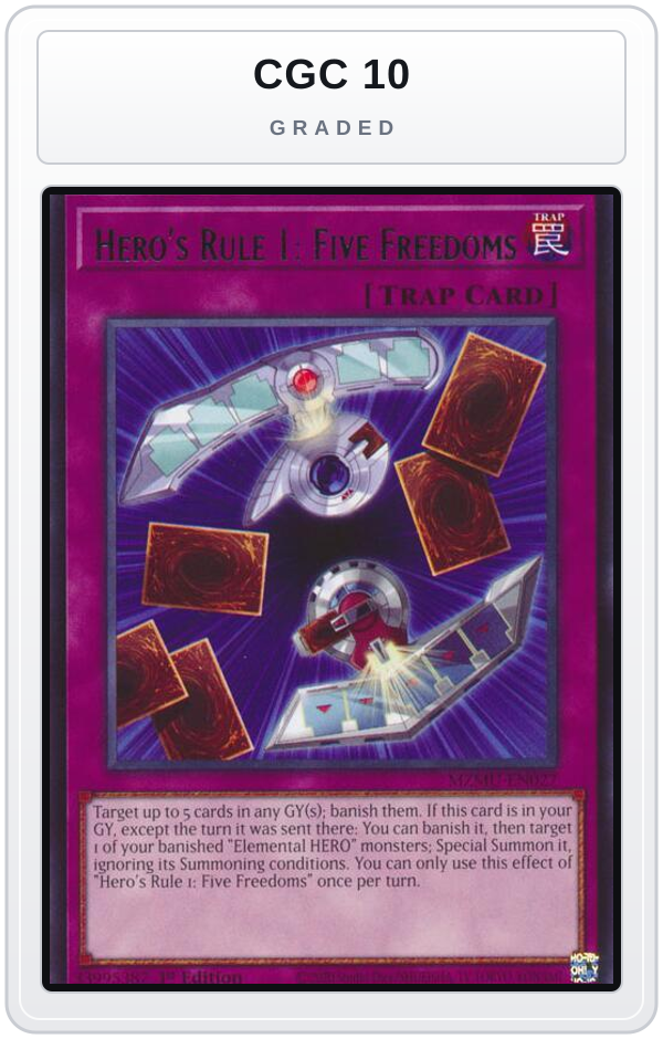 Graded - Hero's Rule 1: Five Freedoms — CGC 10 graded overlay