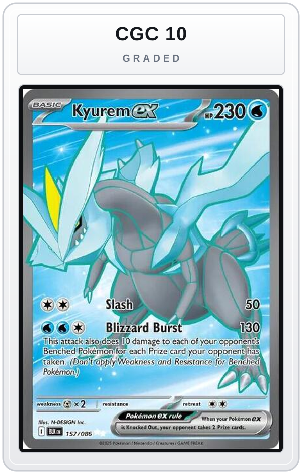 Graded - Kyurem ex - 157/086 — CGC 10 graded overlay