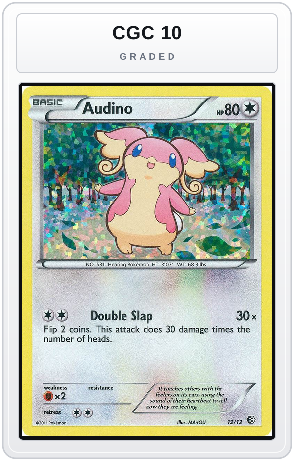 Graded - Audino - 12/12 — CGC 10 graded overlay