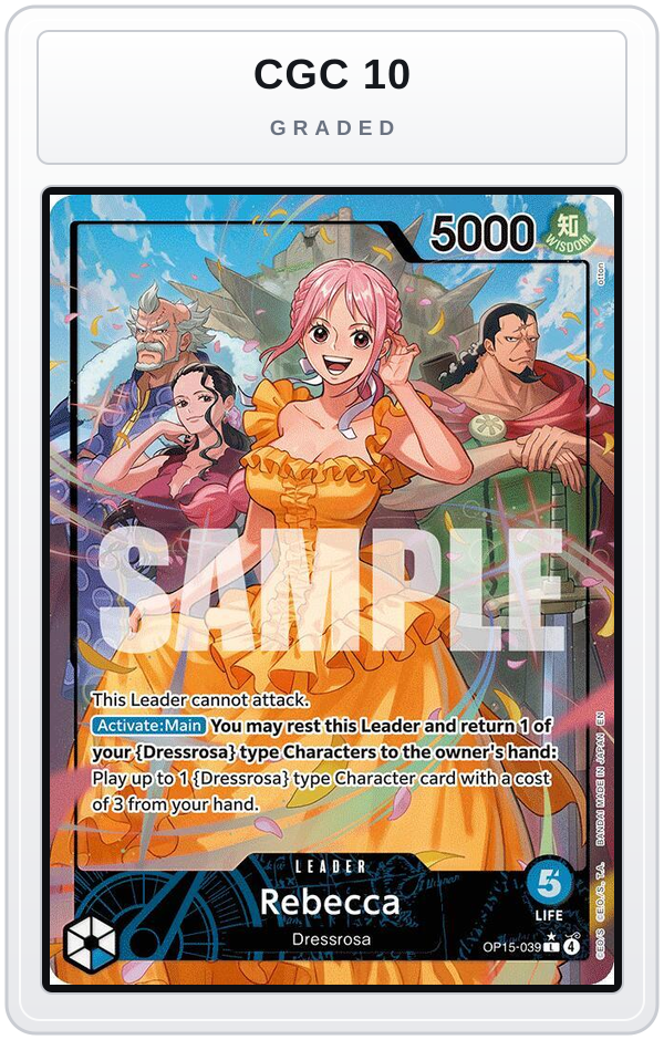 Graded - Rebecca (OP15-039) (Alternate Art) — CGC 10 graded overlay