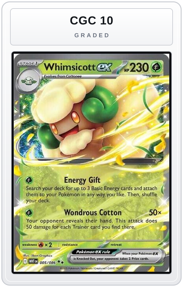 Graded - Whimsicott ex — CGC 10 graded overlay