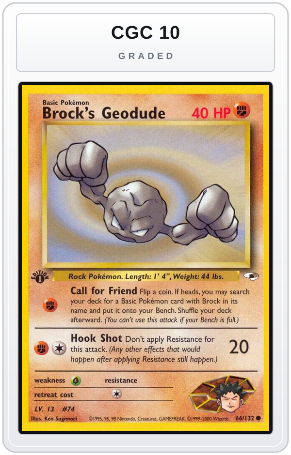 Graded - Brock's Geodude (66) — CGC 10 graded overlay