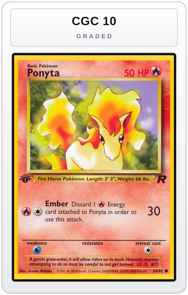 Graded - Ponyta — CGC 10 graded overlay