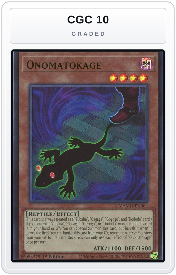 Graded - Onomatokage — CGC 10 graded overlay