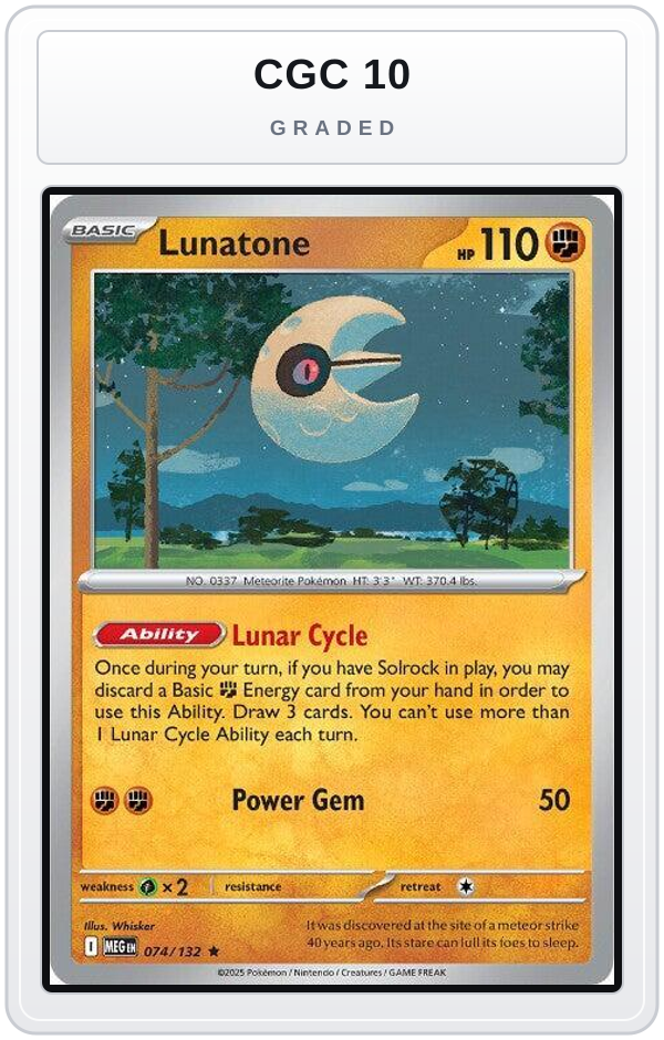 Graded - Lunatone — CGC 10 graded overlay